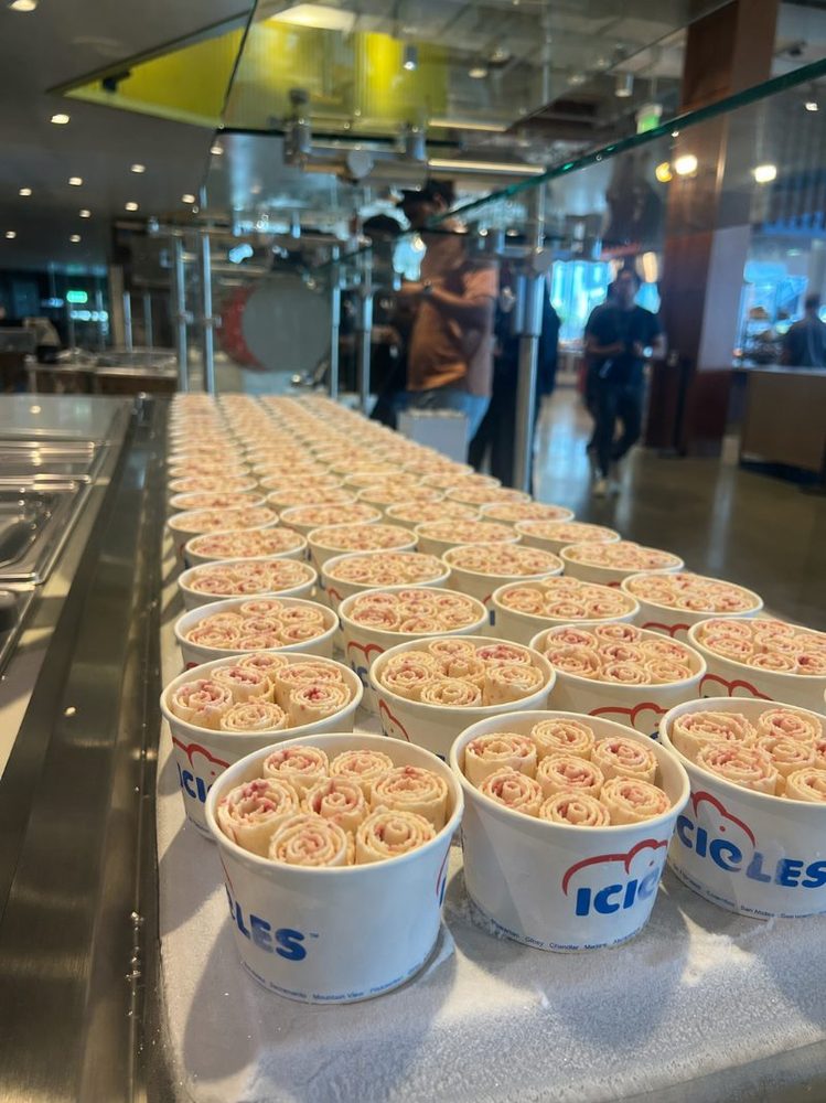 Rows of Icicles cups pre-rolled and lined up for an event